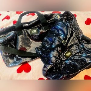 ✨SOLD✨PINK Sequin Duffle Bag Set